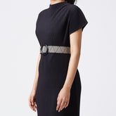 Ratan buckle in belt black color with white-toned accents